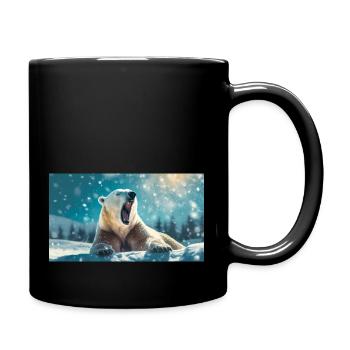 Niedliche Tiere chillen – Eisbär - Tasse einfarbig - Schwarz - Rechts