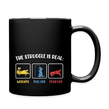 Der Kampf ist echt Dinosaurier Fitness T-Rex Gym - Tasse einfarbig - Schwarz - Rechts