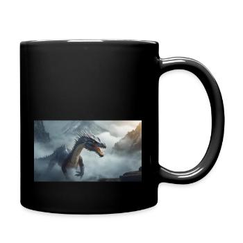 Ein realistischer böser dunkler Drache beim Erklimmen eines Nebels - Tasse einfarbig - Schwarz - Rechts