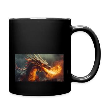 Ein realistischer, majestätischer dunkler Drache, der Flammen speit - Tasse einfarbig - Schwarz - Rechts