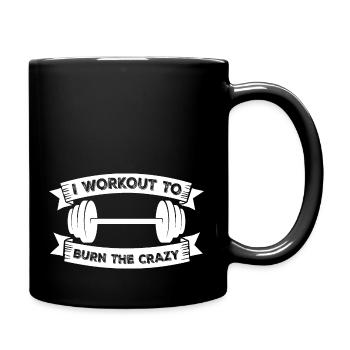 I Workout To Burn The Crazy Bodybuilding Fitness - Full Colour Mug - black - Right