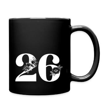 Number 26 Black Floral -26th Floral Anniversary - Full Colour Mug - black - Right