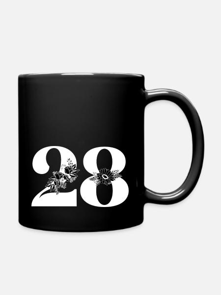 Nummer 28 Schwarze Blumen - 28. Blumenjubiläum - Tasse einfarbig - Schwarz