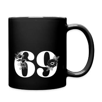 Numéro 69 floral noir - 69e anniversaire floral - Mug uni - noir - Droite