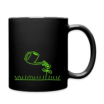 Hübsche Blume Gießen Wasser Gießkanne Rasen Wiese - Tasse einfarbig - Schwarz - Rechts