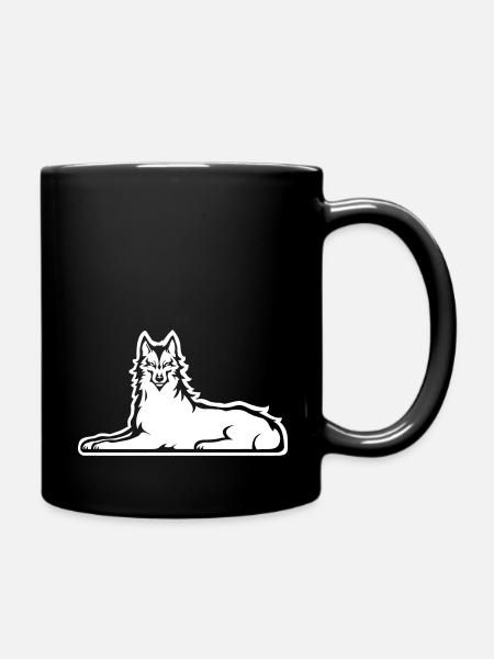 Tschetschenischer Weißer Wolf - Tasse einfarbig - Schwarz
