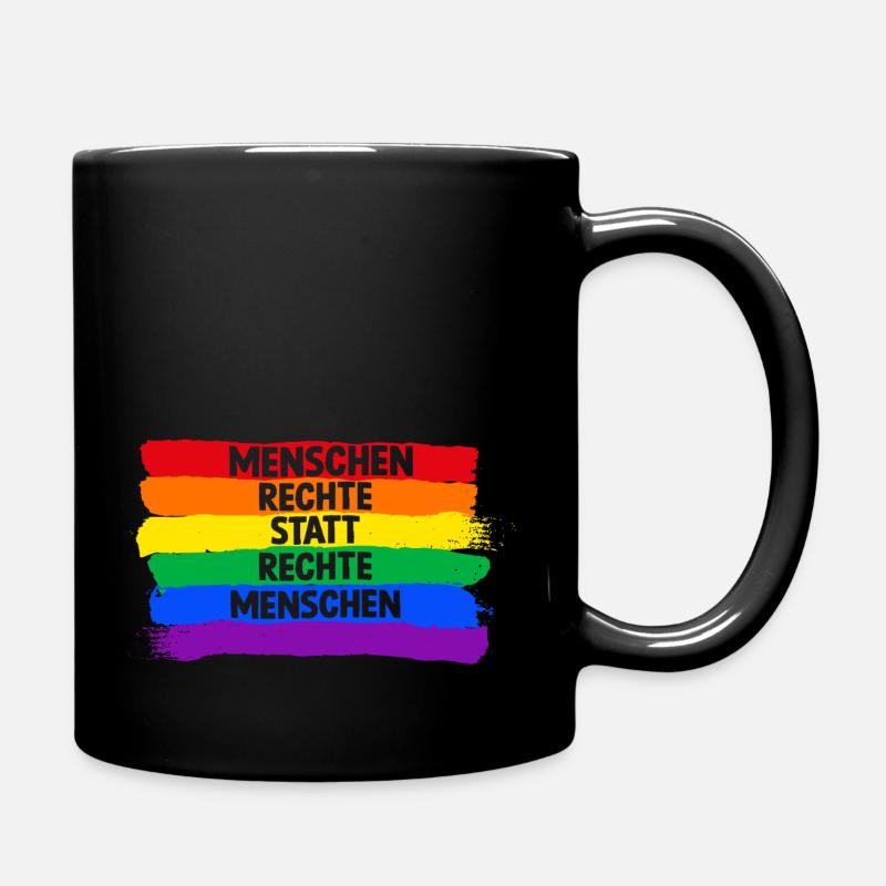 Menschenrechte statt rechte Menschen Regenbogen - Tasse einfarbig - Schwarz