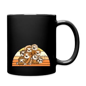 Lazy Pile Vintage Sloth Cartoon - Full Colour Mug - black - Right