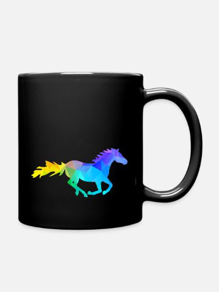 Galoppierendes Pferd Westernreiten - Tasse einfarbig - Schwarz
