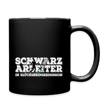 Schornsteinfeger Glücksbringer Kaminfeger Sottje - Tasse einfarbig - Schwarz - Rechts