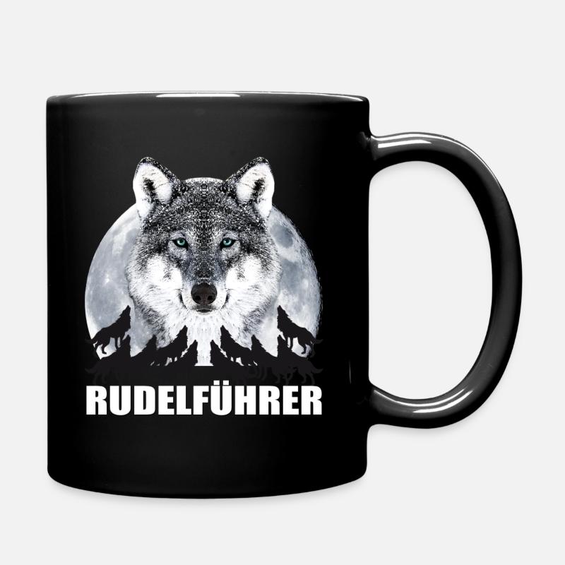 08 Wolf Mond Vollmond Rudel Rudelführer - Tasse einfarbig - Schwarz