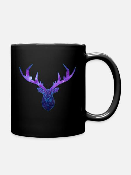 Cerf Low Poly Cosmos - Tasse einfarbig - Schwarz
