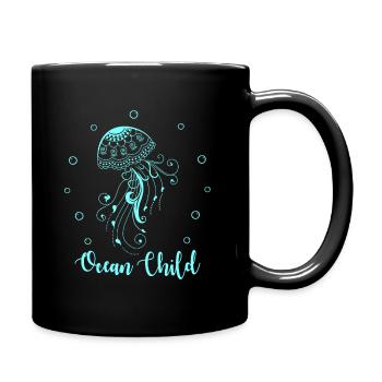 Coole Ocean Child Geschenke. Liebe das Meer - Tasse einfarbig - Schwarz - Rechts