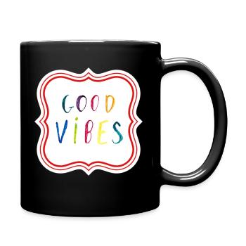 Good Vibes Geschenk - Tasse einfarbig - Schwarz - Rechts