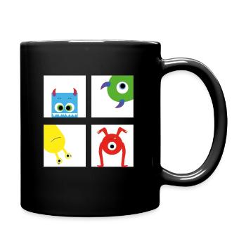 bunte lustige Monster - Tasse einfarbig - Schwarz - Rechts