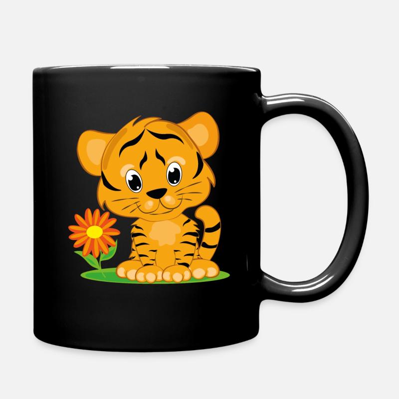 Baby Tiger Blume Kinderlogo - Tasse einfarbig - Schwarz