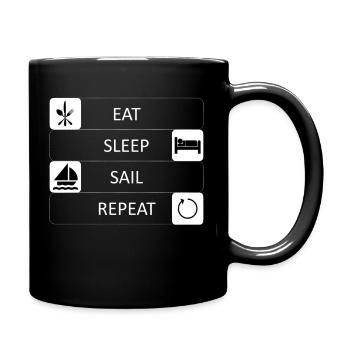 Eat, sleep, sail, repeat - sailing - sailor - boat - Full Colour Mug - black - Right