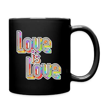 Love Is Love Gay Pansexual Bi LGBTQ LGBT Gift - Full Colour Mug - black - Right