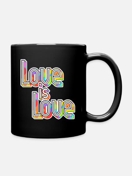 Love Is Love Gay Pansexual Bi LGBTQ LGBT Gift - Full Colour Mug - black