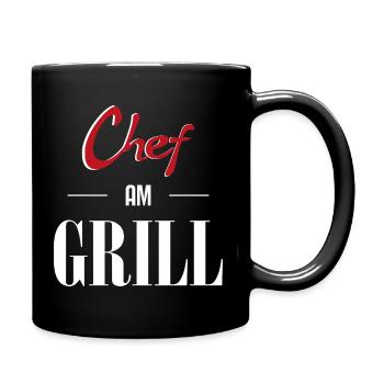 Chef am Grill - Tasse einfarbig - Schwarz - Rechts