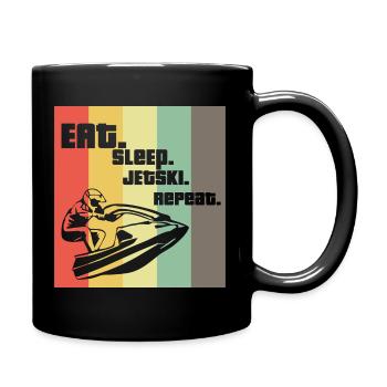 Eat Sleep Jetski RepeatJet Ski Gift Retro - Full Colour Mug - black - Right