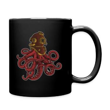 Tintenfisch Taucher | Tiefseetauchen - Tasse einfarbig - Schwarz - Rechts