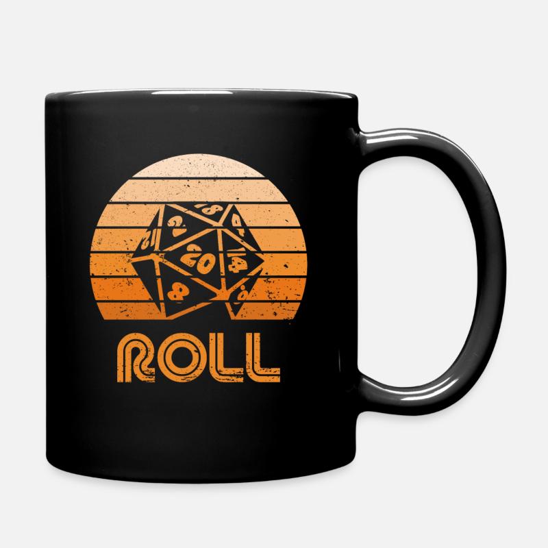 Retro Sonnenuntergang D20 Rolle - Tasse einfarbig - Schwarz