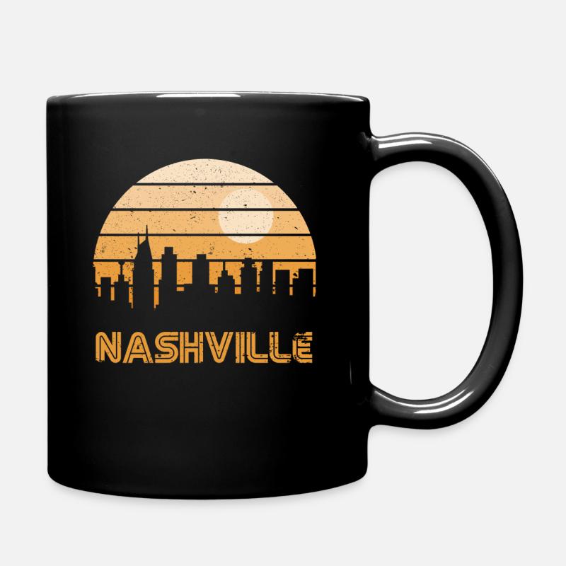 Retro Sunset Nashville - Full Colour Mug - black