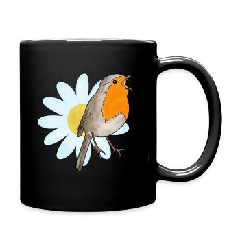 Robins et marguerites - Mug uni - noir - Droite