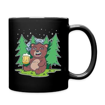 ivre ours avec de la bière dans le pré - Mug uni - noir - Droite