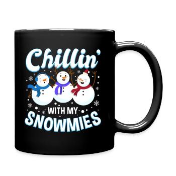 Chillin 'With My Snowmies - Christmas Snowman - Full Colour Mug - black - Right