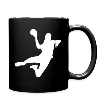 Handballerin Handballspielerin Sprungwurf Block - Tasse einfarbig - Schwarz - Rechts