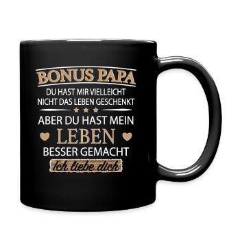 Bonus Papa Ich Liebe Dich Stiefvater Patchwork - Tasse einfarbig - Schwarz - Rechts