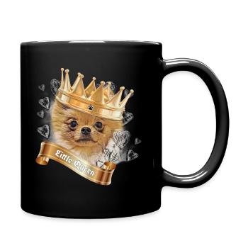 Pomeranian Puppy - little Queen - Tasse einfarbig - Schwarz - Rechts