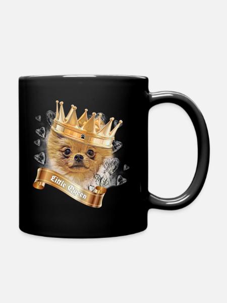 Pomeranian Puppy - little Queen - Tasse einfarbig - Schwarz