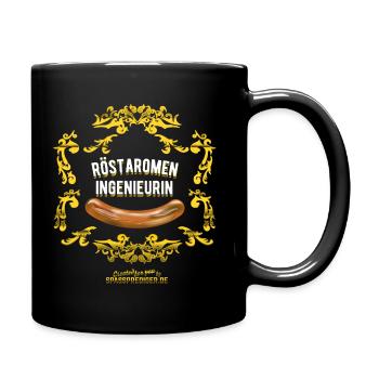 Grill T Shirt Röstaromeningenieurin - Tasse einfarbig - Schwarz - Rechts
