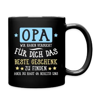 Opa... für dich das beste Geschenk... - Tasse einfarbig - Schwarz - Rechts