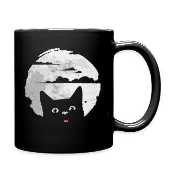 Katze stört Vollmond - verursacht Mondfinsternis - Tasse einfarbig - Schwarz - Rechts
