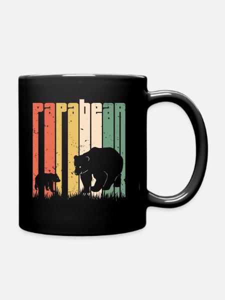 Papa Bear Vater Bär Vatertag Lustig Geschenk Papa - Tasse einfarbig - Schwarz