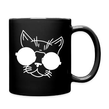 Katze Comic Skizze Haustier Geschenk - Tasse einfarbig - Schwarz - Rechts