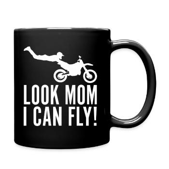 Look mom i can fly motocross biker bike funny - Full Colour Mug - black - Right