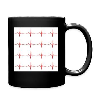 Nouveau moniteur cardiaque ECG de conception d'infirmière de tour de cou - Mug uni - noir - Droite