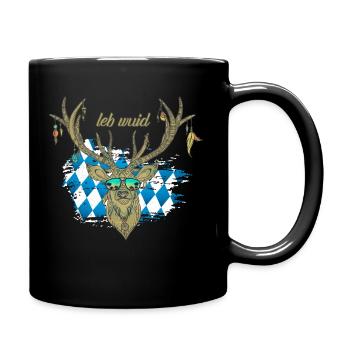 Lebwuid Hirsch Streetwear Tracht Bayern Motiv - Tasse einfarbig - Schwarz - Rechts