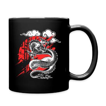 Drache Japan Mond Bambus Comic Manga Geschenk Idee - Tasse einfarbig - Schwarz - Rechts