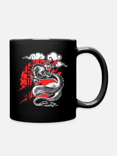 Idée cadeau manga Dragon Japan Moon Bamboo Comic - Mug uni - noir