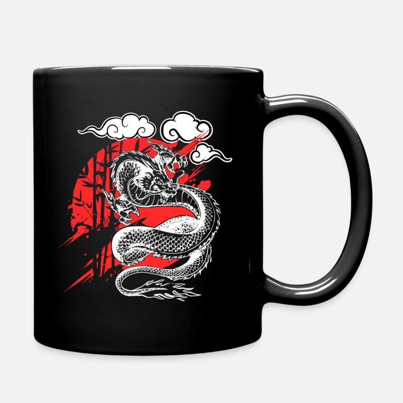 Drache Japan Mond Bambus Comic Manga Geschenk Idee - Tasse einfarbig - Schwarz