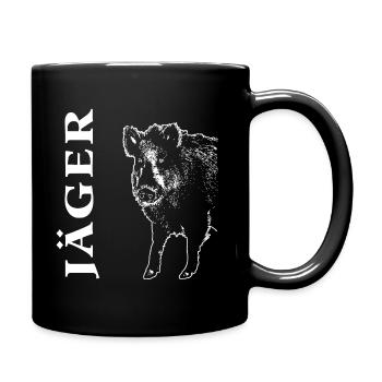 Wildschwein - Wildsau - Keiler - Wild Boar - Tasse einfarbig - Schwarz - Rechts