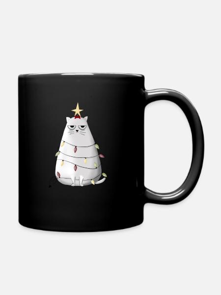 Chat de Noël grincheux - Mug uni - noir