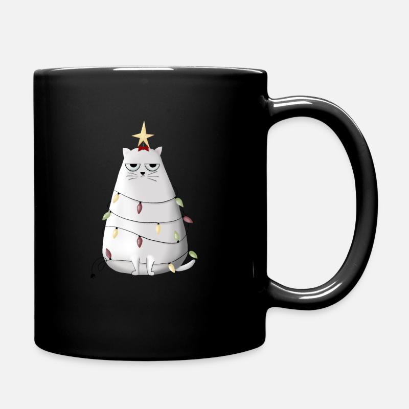 Grumpy christmas cat - Tasse einfarbig - Schwarz