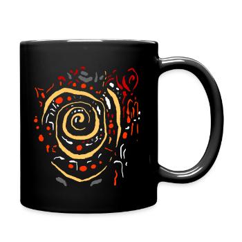 Kunst Spirale Indianer Muster ABSTRAKT Jugendstil - Tasse einfarbig - Schwarz - Rechts